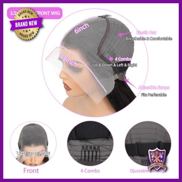 13x6 Lace Front Wig 100% Human Hair Glueless Pre Plucked HD Lace main image 5